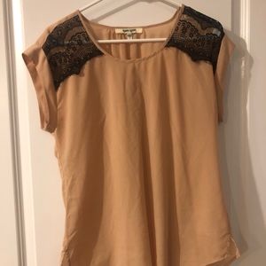 Flowy Daniel Rainn blouse with black lace panels.